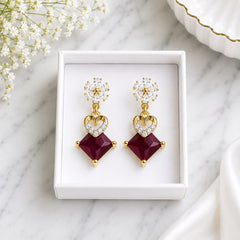 Zircon Earring-257 (Maroon)