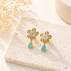 Zircon Hoop Earring-246 (Mint Green)