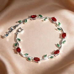 Tulip Bracelet (Silver/Green Maroon)