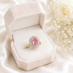 Zircon Ring-466 (Golden/Pink)