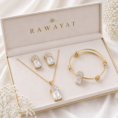 Zircon Locket Set-197 (Golden/White)
