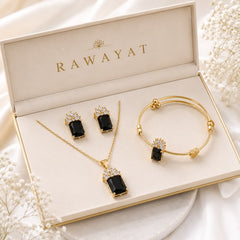 Zircon Locket Set-197 (Golden/Black)
