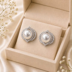 Zircon Pearl Studs-233 (Silver)