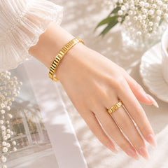 Stainless steel Kara & Ring-30 (Golden)