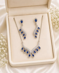 Zircon Locket Set-176 (Silver/Blue)