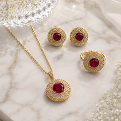 Zircon Locket Set-180 (Golden/Maroon)