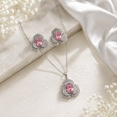 Zircon Locket Set-181 (Silver/Pink)