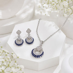 Zircon Locket Set-175 (Silver/Blue)