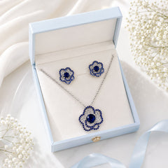 Zircon Locket Set-196 (Silver/Blue)