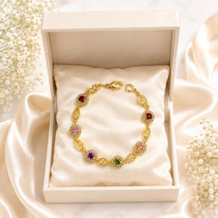 Zircon Bracelet-95 (Golden/Multi)