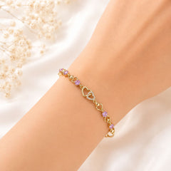 Zircon Bracelet-98 (Golden/Pink)