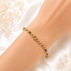 Zircon Bracelet-98 (Golden/Multi)