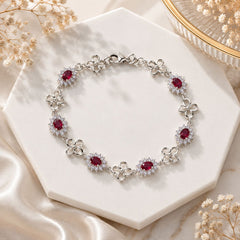 Zircon Bracelet-100 (Silver/Maroon)