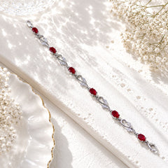 Tulip Vine Bracelet (Silver/Red)