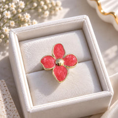 Flower Enamel Statement Ring (Red)