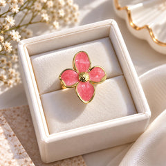 Flower Enamel Statement Ring (Pink)