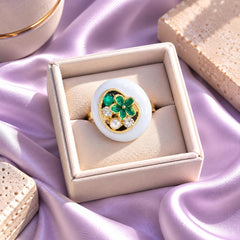 Floral Statement Ring (Green)