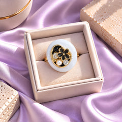 Floral Statement Ring (Black)