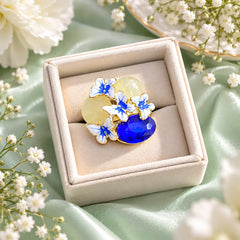 Butterfly Bloom Statement Ring (Blue)