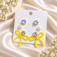 Bow Earring Trio Set (Yellow)