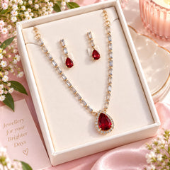 Zircon Necklace-65 (Golden/Maroon)