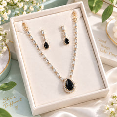 Zircon Necklace-65 (Golden/Black)