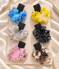 Floral Mesh Scrunchie (Blue)