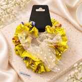 Floral Mesh Scrunchie-01 (Yellow)
