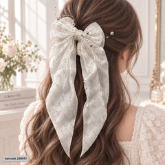 Pearl Bow Hair Clip – (White)