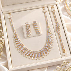 Zircon Necklace Set-64 (Golden)