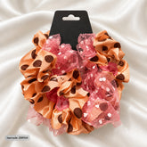 Polka Dot Mesh Scrunchie (Peach)