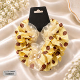 Polka Dot Mesh Scrunchie (Yellow)