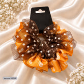 Polka Dot Mesh Scrunchie (Orange)