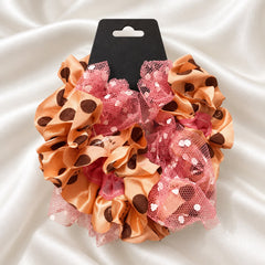 Polka Dot Mesh Scrunchie (Peach)