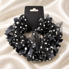 Polka Dot Mesh Scrunchie (Black)