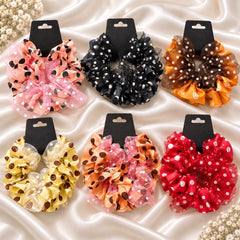 Polka Dot Mesh Scrunchie (Yellow)