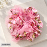 Printed Mesh Scrunchie (Baby Pink)
