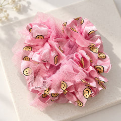 Printed Mesh Scrunchie (Baby Pink)