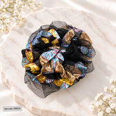 Floral Mesh Scrunchie-03 (Black)