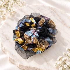 Floral Mesh Scrunchie-03 (Black)