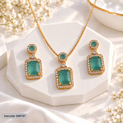 Zircon Locket Set-200 (Golden/Mint Green)
