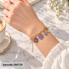 Stainless Steel Charm Bracelet-14 (Purple)