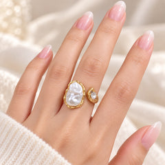 Baroque Pearl Ring-19 (Golden)