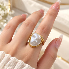 Baroque Pearl Ring-16 (Golden)