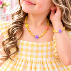 Kids Charm Necklace & Bracelet-02 (Golden/Purple)