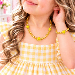Kids Charm Necklace & Bracelet-02 (Golden/Yellow)