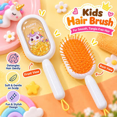 Kids Glitter Hair Brush (Orange)