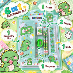 Cute Dino 6 in 1 Stationery Set