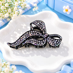 Bow Rhinestone Metal Hair Clip (Black)