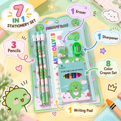 Cute Dino 7 in 1 Stationery Set